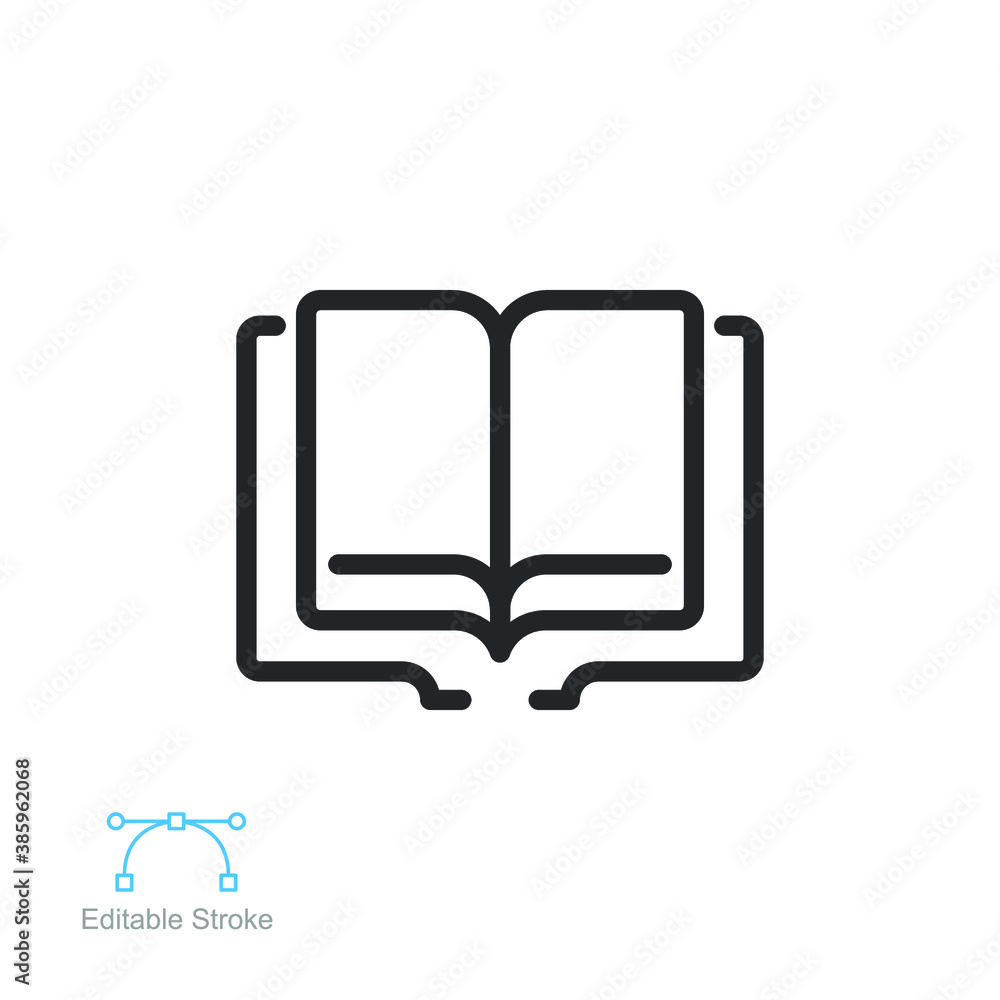 Poster open book line icon. read magazine, booklet, encyclopedia. documents reader logo for web and mobile 