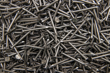 Metal construction nail for roofing. Fasteners product.