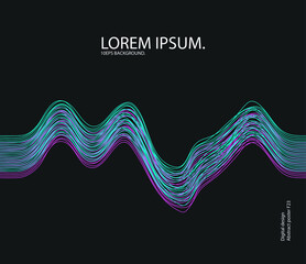 Vector abstract background with a glitch dynamic waves, lines. Music sound dynamic 10 eps background. Illustration suitable for cover, design, text, advertising banner. 