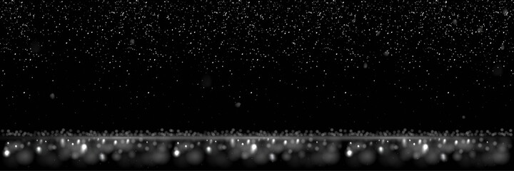 White glitter abstract background. Shining sparkling particles of light. Modern bright backdrop vector illustration. Defocused glowing pattern with blurs. New year, merry xmas card, celebration night