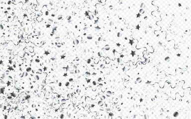 Silver Confetti Fun Vector Transparent 