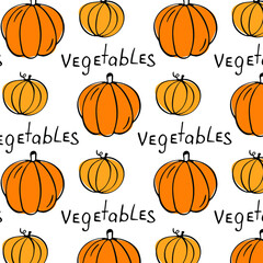 Multicolored seamless pattern with pumpkins. Beautiful pumpkins for Thanksgiving. Vector illustration