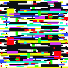 Fototapeta premium Vector TV screen technology style background. Distortion glitch effect design. Futuristic geometric pattern for fabric, textile, advertising banner. 