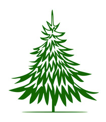 Fototapeta premium Green Christmas Tree. Vector illustration and Icon.