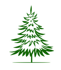 Fototapeta premium Green Christmas Tree. Vector illustration and Icon.