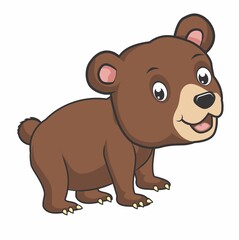 cute cartoon bear in brown color is smile and fun expression