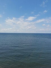 blue sky, clouds and sea