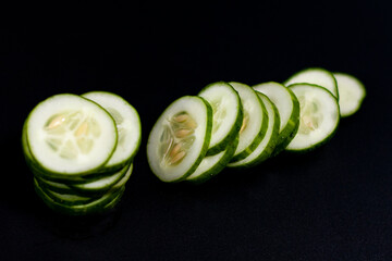 Cucumbers cut into circles. The view from the top.