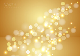 Abstract gold blurred background with bokeh.
