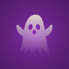 Halloween Transparent White Scary Ghost With Purple Background Illustration