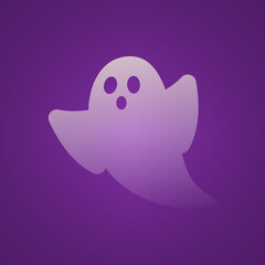 Halloween Transparent White Ghost Flying With Hand Purple Background Illustration
