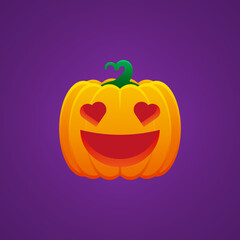 Fototapeta premium Halloween Jack O Lantern Pumpkin Expression In Love Emoticon
