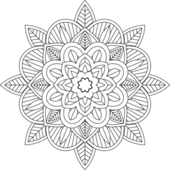 Easy Mandala coloring book simple and basic for beginners, seniors and children. Set of Mehndi flower pattern for Henna drawing and tattoo. Decoration in ethnic oriental, Indian style.