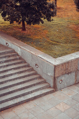 Detail of a modern stone stairs in the city