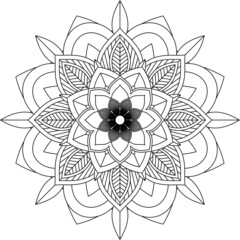 Easy Mandala coloring book simple and basic for beginners, seniors and children. Set of Mehndi flower pattern for Henna drawing and tattoo. Decoration in ethnic oriental, Indian style.