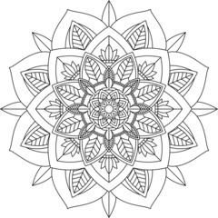 Easy Mandala coloring book simple and basic for beginners, seniors and children. Set of Mehndi flower pattern for Henna drawing and tattoo. Decoration in ethnic oriental, Indian style.