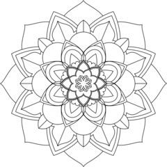 Easy Mandala coloring book simple and basic for beginners, seniors and children. Set of Mehndi flower pattern for Henna drawing and tattoo. Decoration in ethnic oriental, Indian style.