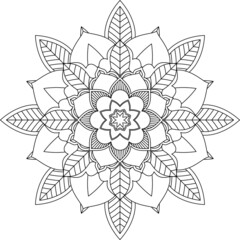 Easy Mandala coloring book simple and basic for beginners, seniors and children. Set of Mehndi flower pattern for Henna drawing and tattoo. Decoration in ethnic oriental, Indian style.