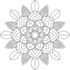 Easy Mandala coloring book simple and basic for beginners, seniors and children. Set of Mehndi flower pattern for Henna drawing and tattoo. Decoration in ethnic oriental, Indian style.
