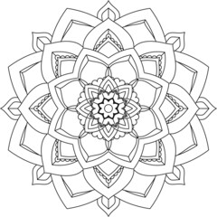 Easy Mandala coloring book simple and basic for beginners, seniors and children. Set of Mehndi flower pattern for Henna drawing and tattoo. Decoration in ethnic oriental, Indian style.