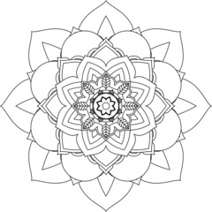 Easy Mandala coloring book simple and basic for beginners, seniors and children. Set of Mehndi flower pattern for Henna drawing and tattoo. Decoration in ethnic oriental, Indian style.