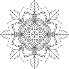 Easy Mandala coloring book simple and basic for beginners, seniors and children. Set of Mehndi flower pattern for Henna drawing and tattoo. Decoration in ethnic oriental, Indian style.