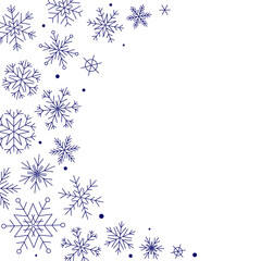 Border with snowflakes and snow for a festive New Year and Christmas design