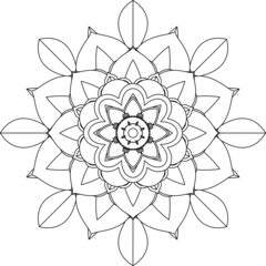 Easy Mandala coloring book simple and basic for beginners, seniors and children. Set of Mehndi flower pattern for Henna drawing and tattoo. Decoration in ethnic oriental, Indian style.