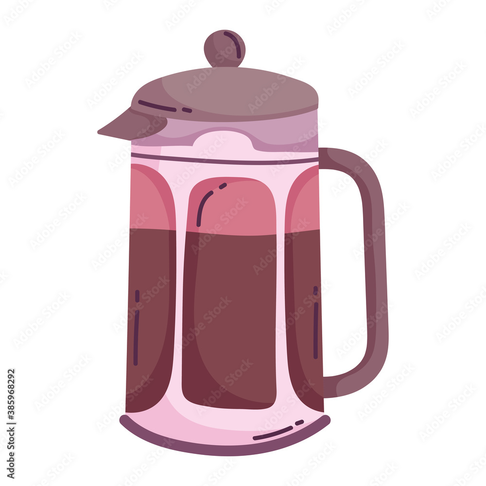 Wall mural coffee french press maker fresh beverage isolated icon style