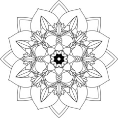 Easy Mandala coloring book simple and basic for beginners, seniors and children. Set of Mehndi flower pattern for Henna drawing and tattoo. Decoration in ethnic oriental, Indian style.