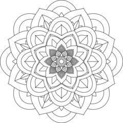 Easy Mandala coloring book simple and basic for beginners, seniors and children. Set of Mehndi flower pattern for Henna drawing and tattoo. Decoration in ethnic oriental, Indian style.