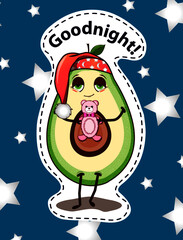 Avocado sleepy in vector sticker