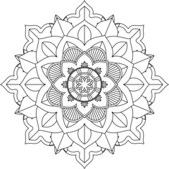 Easy Mandala coloring book simple and basic for beginners, seniors and children. Set of Mehndi flower pattern for Henna drawing and tattoo. Decoration in ethnic oriental, Indian style.
