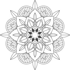 Easy Mandala coloring book simple and basic for beginners, seniors and children. Set of Mehndi flower pattern for Henna drawing and tattoo. Decoration in ethnic oriental, Indian style.