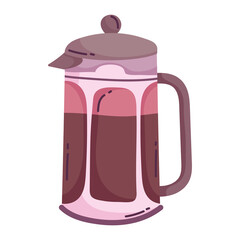coffee french press maker fresh beverage isolated icon style