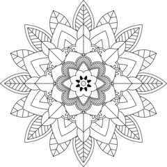 Easy Mandala coloring book simple and basic for beginners, seniors and children. Set of Mehndi flower pattern for Henna drawing and tattoo. Decoration in ethnic oriental, Indian style.