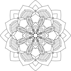 Easy Mandala coloring book simple and basic for beginners, seniors and children. Set of Mehndi flower pattern for Henna drawing and tattoo. Decoration in ethnic oriental, Indian style.