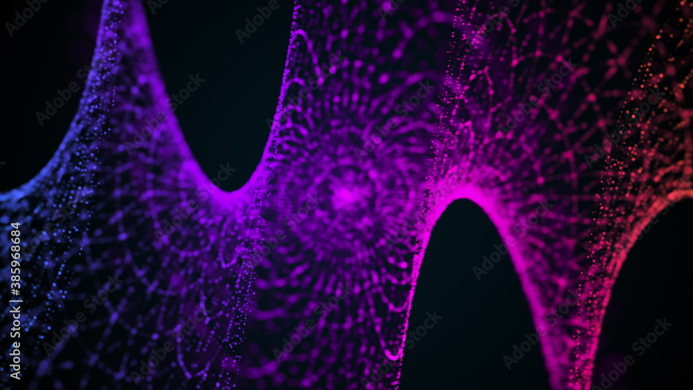 Poster computer generated spiral organic form from flow particles. 3d rendering of gaseous excellent backgr