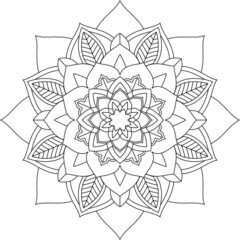 Easy Mandala coloring book simple and basic for beginners, seniors and children. Set of Mehndi flower pattern for Henna drawing and tattoo. Decoration in ethnic oriental, Indian style.