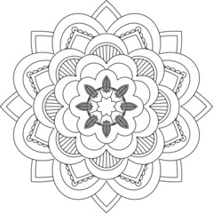 Easy Mandala coloring book simple and basic for beginners, seniors and children. Set of Mehndi flower pattern for Henna drawing and tattoo. Decoration in ethnic oriental, Indian style.