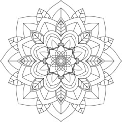 Easy Mandala coloring book simple and basic for beginners, seniors and children. Set of Mehndi flower pattern for Henna drawing and tattoo. Decoration in ethnic oriental, Indian style.