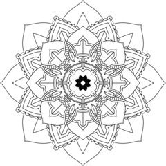 Easy Mandala coloring book simple and basic for beginners, seniors and children. Set of Mehndi flower pattern for Henna drawing and tattoo. Decoration in ethnic oriental, Indian style.