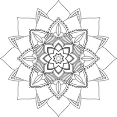 Easy Mandala coloring book simple and basic for beginners, seniors and children. Set of Mehndi flower pattern for Henna drawing and tattoo. Decoration in ethnic oriental, Indian style.