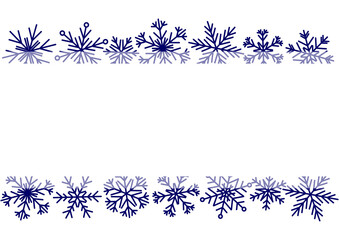 Borders with snowflakes with place for text on white background for Christmas, New Year and nature design