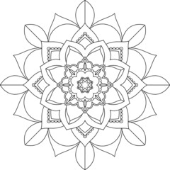 Easy Mandala coloring book simple and basic for beginners, seniors and children. Set of Mehndi flower pattern for Henna drawing and tattoo. Decoration in ethnic oriental, Indian style.