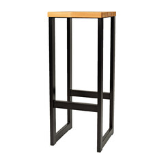 Metal bar chair with wooden seat