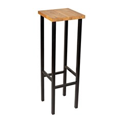 Metal bar chair with wooden seat