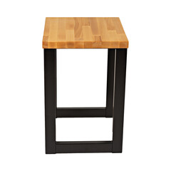 Metal bar chair with wooden seat