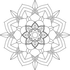 Easy Mandala coloring book simple and basic for beginners, seniors and children. Set of Mehndi flower pattern for Henna drawing and tattoo. Decoration in ethnic oriental, Indian style.