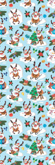 Christmas seamless pattern. New Year cartoon characters. Celebration. Concept for design and printing on packaging. Scalable seamless background